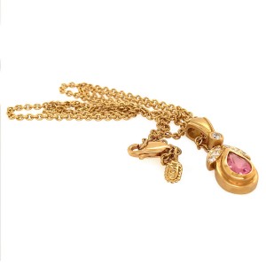 DeMerini Pink Tourmaline and Diamond Pendant Necklace