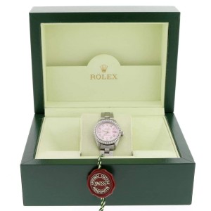 Rolex Datejust Ladies Automatic Stainless Steel 26mm Oyster Watch with Pink Diamond Dial & Bezel