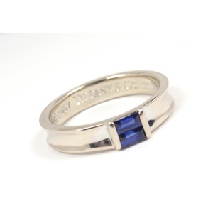 Tiffany & Co. 18K White Gold Blue Sapphire Stacking Ring