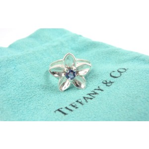 Rare Tiffany & Co. Sterling Silver Iolite Flower Ring
