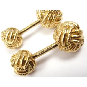 Tiffany & Co. Schlumberger 18K Yellow Gold Woven Knot Cufflinks
