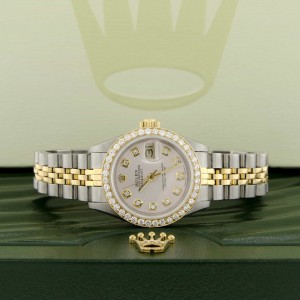 Rolex Datejust Ladies 2-Tone 18K Gold/SS 26mm Watch with Pink Dial & Diamond Bezel