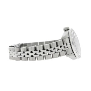 Rolex Datejust Ladies 26MM Automatic Steel Watch w/Royal Blue Dial & Diamond Bezel