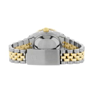 Rolex Datejust 2-Tone 18K Gold/SS Midsize 31mm Womens Watch with Blue Dial & Diamond Bezel