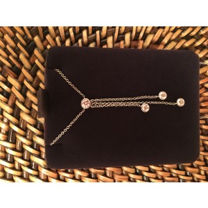 Tiffany & Co. Platinum Jazz Triple Diamond Drop Pendant Necklace 