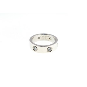  Cartier 18K White Gold & 6 Diamonds Love Ring Sz 6