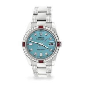Rolex Datejust 116200 Steel 36mm Watch with 4.5Ct Diamond Bezel/Bracelet/Turquoise Diamond Dial