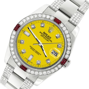 Rolex Datejust 116200 Steel 36mm Watch with 4.5Ct Diamond Bezel/Bracelet/Yellow Diamond Dial