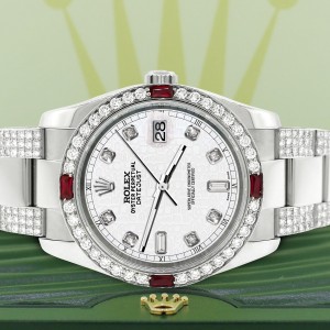 Rolex Datejust 116200 Steel 36mm Watch with 4.5Ct Diamond Bezel/Bracelet/White Jubilee Diamond Dial