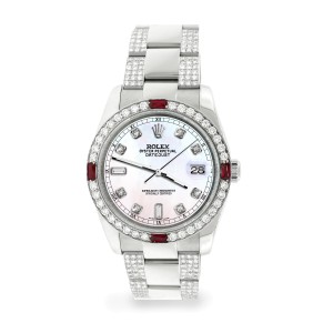 Rolex Datejust 116200 Steel 36mm Watch with 4.5Ct Diamond Bezel/Bracelet/White Pearl Diamond Dial