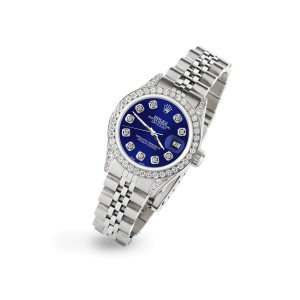 Rolex Datejust 26mm Steel Jubilee Diamond Watch with Navy Blue Dial