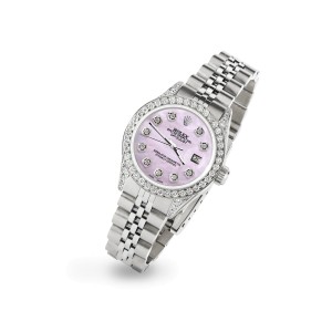 Rolex Datejust 26mm Steel Jubilee Diamond Watch with Pink Pearl Dial