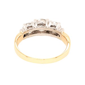 14k Multi-tone Gold 3 Stones Diamond Ring