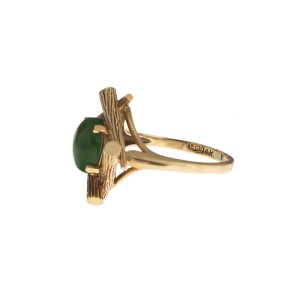 14K Yellow Gold Oval Jade Ring