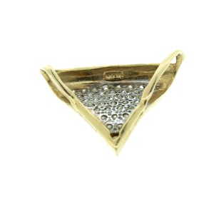 14K Yellow Gold and Diamond Triangle Pendant 
