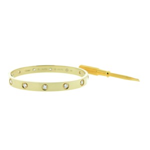 Cartier Love B6040517 Bracelet Yellow Gold 10 Diamonds Size 18