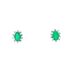 14k White Gold Emerald Earrings 