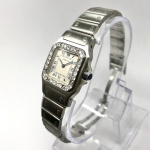 CARTIER SANTOS GALBEE Quartz 24mm Steel Watch DIAMOND Bezel