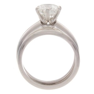 Tiffany & Co. Platinum & 1.05ct Diamond Solitaire Engagement Ring Set Size 4
