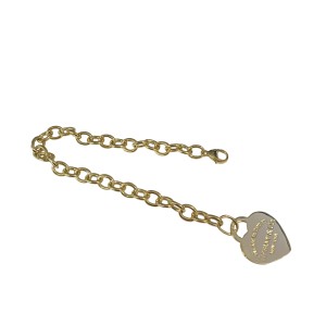 Tiffany Co. 18k Yellow Gold Heart Tag Charm Oval Chain Bracelet