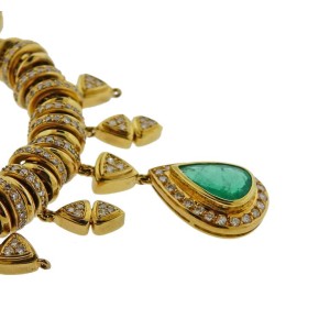 H Stern Emerald Diamond Gold Pendant Necklace
