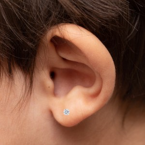 14kt White Gold Four Prong Lab Grown Diamond Stud Earrings with Screw Backs E/VS1