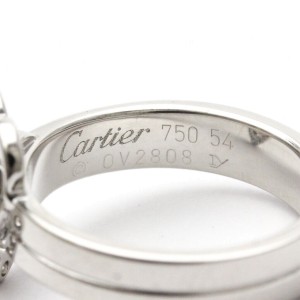 CARTIER 18K white Gold Double Heart Diamond Ring US 6.75 EdyLX-291