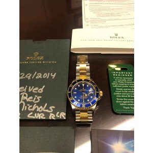 Rolex Stainless and Gold Blue Faced Submariner
