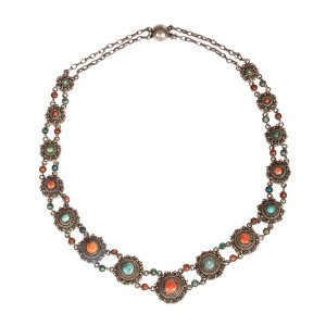 Persian Turquoise and Red Coral Necklace