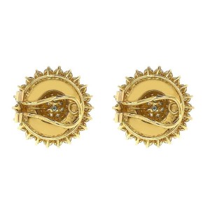 18 Karat Yellow Gold Diamond Jade Clip-On Earrings