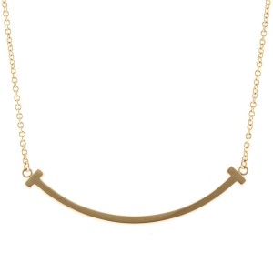 TIFFANY & Co 18K Yellow Gold T Smile Necklace 