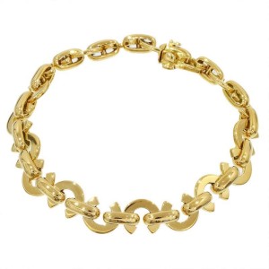 Chanel 18K Yellow Gold CoCo Logo Chain Link Bangle Bracelet 