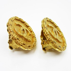 Chanel Metal Gold Coco Mark Earrings 