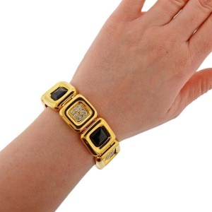 Cartier Vintage Gold Diamond Onyx Bracelet