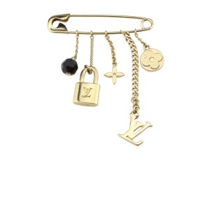 Louis Vuitton Yellow Gold Plated Charm Safety Pin Brooch