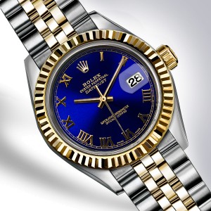 Rolex Datejust Stainless Steel and 18K Yellow Gold with Royal Blue Dial 36mm Mens Watch 