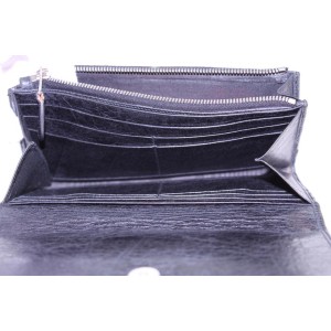 Balenciaga Black Leather Arena Wallet Long Flap 10BAL1221
