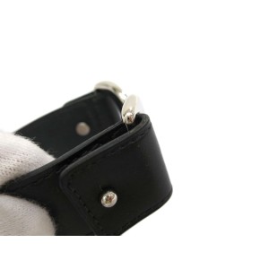 Hermes Silver Tone Metal And Leather Bracelet 