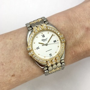 CHOPARD GSTAAD Automatic 32mm 18K Yellow Gold & Steel Ladies Diamond Watch