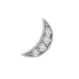 14k White Gold Diamond Moon Single Earring