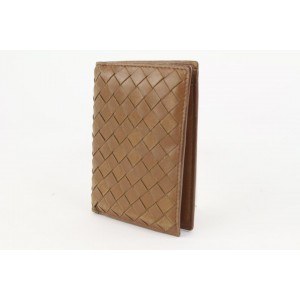 Bottega Veneta Brown Intrecciato Weave Leather card Holder Wallet 128bv45