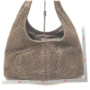 Bottega Veneta Brown Leather Intrecciato Hobo Shoulder Bag 863075