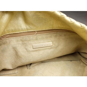 Bottega Veneta Metallic Gold Intrecciato Leather Woven Messenger Bag 858211