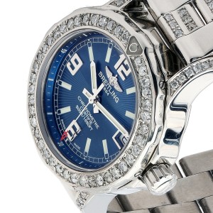 Breitling Colt 33 A7738711/C850 Blue Dial Stainless Steel Custom Diamond Watch