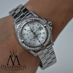 Breitling Colt A74380 Stainless Steel 41.1mm Mother Of Pearl Dial Custom Diamond Bezel and Lugs