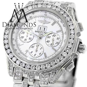 Breitling Crosswind Chronograph A44355 Stainless Steel Custom Diamond Watch