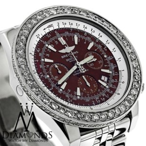 Breitling for Bentley A25362 Bronze Dial Stainless Steel Watch with Custom Diamond Bezel