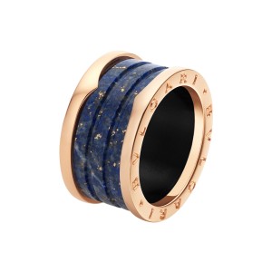 Bvlgari Bulgari B. Zero 1 18K Rose Gold Blue Marble Band Ring