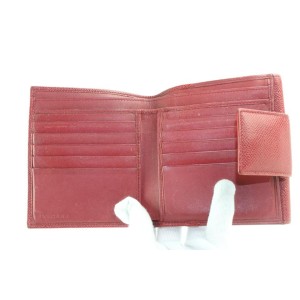 BVLGARI Red Leather Compact Flap Wallet 675bvl318