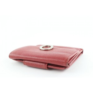 BVLGARI Red Leather Compact Flap Wallet 675bvl318